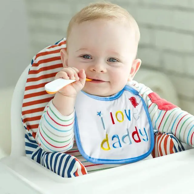 Alt view image 5 of 6 - 7Pcs Cotton Waterproof Baby Bibs Adjustable Hook Loop Closure Infant Bib Unisex Blue Newborn Infant Food Bibs Keepsake Baby Gift for Drooling Feeding Eating Teething, 6-12 Months