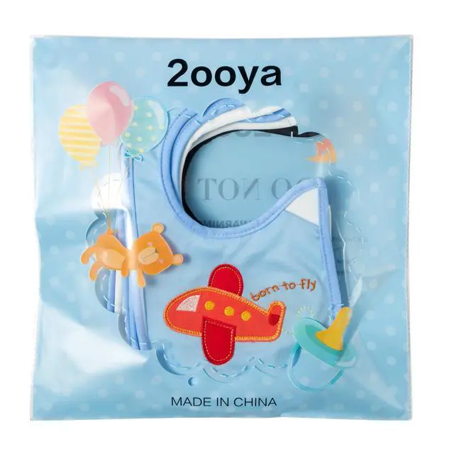 Alt view image 6 of 6 - 7Pcs Cotton Waterproof Baby Bibs Adjustable Hook Loop Closure Infant Bib Unisex Blue Newborn Infant Food Bibs Keepsake Baby Gift for Drooling Feeding Eating Teething, 6-12 Months