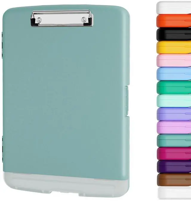 Main image of Clipboard with Storage, 8.5 x 11 Organization Box with Pen Holder and A4 Legal Paper Folder, Folio & Side-Opening, Low Profile Clip,for Nurses,Teachers, Size 14 x 9.6 x 1.2 in, Teal