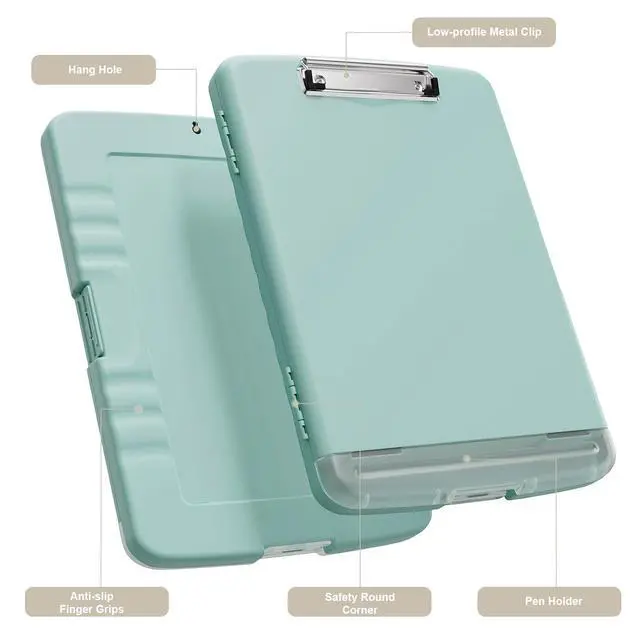 Alt view image 2 of 7 - Clipboard with Storage, 8.5 x 11 Organization Box with Pen Holder and A4 Legal Paper Folder, Folio & Side-Opening, Low Profile Clip,for Nurses,Teachers, Size 14 x 9.6 x 1.2 in, Teal