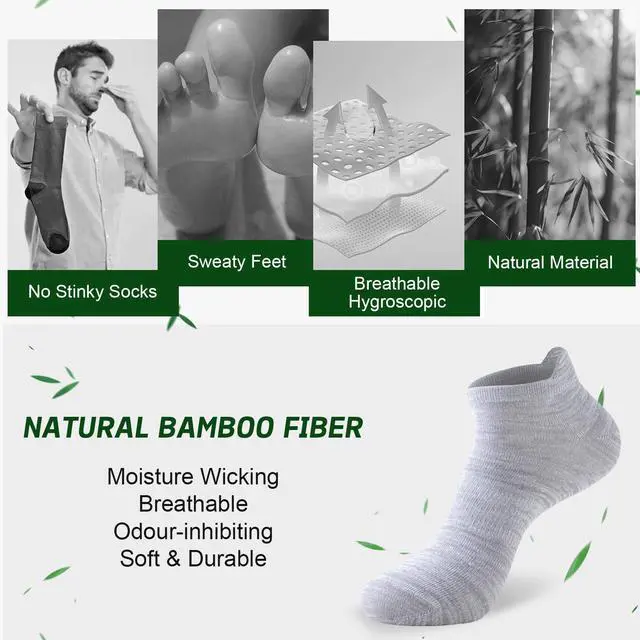 Alt view image 2 of 6 - Ankle Socks for Men Women, 6 Pairs Bamboo Rayon Breathable Sports Low Cut, Multicolor Size 9-11