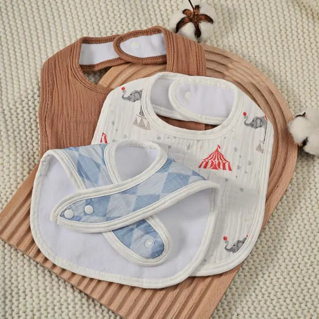 Alt view image 7 of 7 - Baby Muslin Bibs 8 Pack, Drooling and Teething Bibs for Baby Boy, Absorbent, Soft Organic Cotton, Adjustable Bandana Bib for Newborn, Toddler, Infant 0-36 Months, Blue