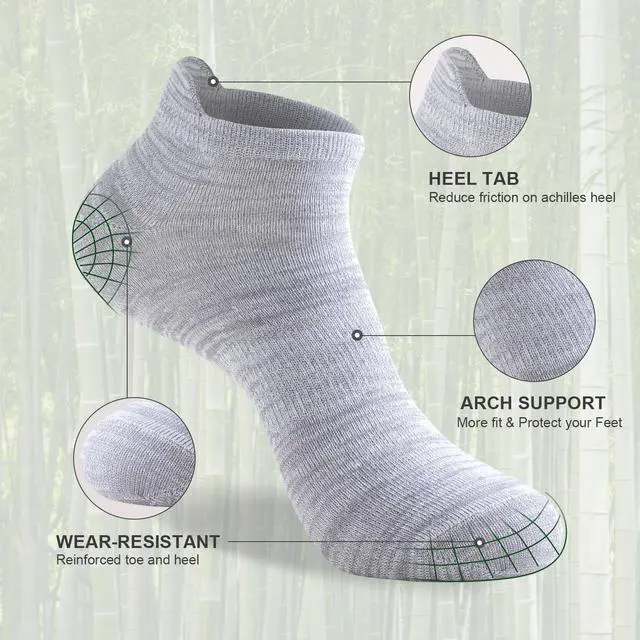 Alt view image 3 of 6 - Ankle Socks for Men Women, 6 Pairs Bamboo Rayon Breathable Sports Low Cut, Multicolor Size 9-11