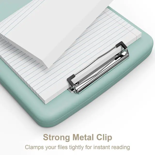 Alt view image 4 of 7 - Clipboard with Storage, 8.5 x 11 Organization Box with Pen Holder and A4 Legal Paper Folder, Folio & Side-Opening, Low Profile Clip,for Nurses,Teachers, Size 14 x 9.6 x 1.2 in, Teal