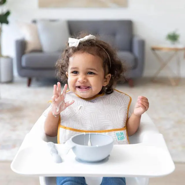 Alt view image 3 of 7 - Bibs for Girl or Boy, SuperBib Baby and Toddler for 6-24 Months, Essential Must Have for Eating, Feeding, Baby Led Weaning Supplies, Mess Saving Catch Food, Waterproof Fabric 3-pk Desert Boho