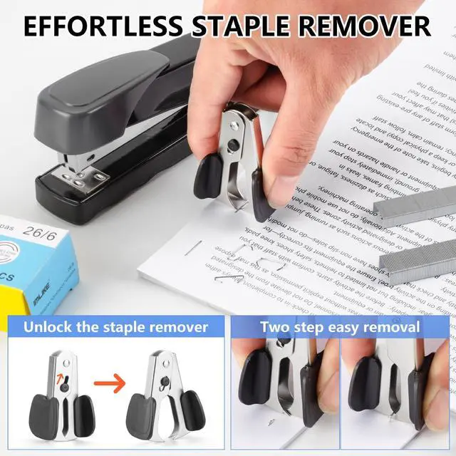 Alt view image 6 of 7 - Heavy Duty Stapler, 50 Sheet Full Strip Stapler, Anti-Jam Non-Slip with 5000pcs 26/6 Staples and 1000pcs 23/8 Staples, Staple Remover, for Home, Office, and Classroom, Black