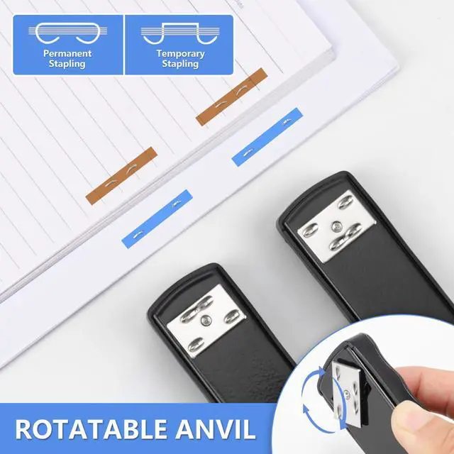 Alt view image 5 of 7 - Heavy Duty Stapler, 50 Sheet Full Strip Stapler, Anti-Jam Non-Slip with 5000pcs 26/6 Staples and 1000pcs 23/8 Staples, Staple Remover, for Home, Office, and Classroom, Black
