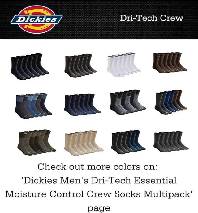 Alt view image 4 of 5 - Dri-Tech Original Moisture Control Crew Socks, Available in M-XXL (6, 12, 18 Pairs), Black (6 Pairs), Large