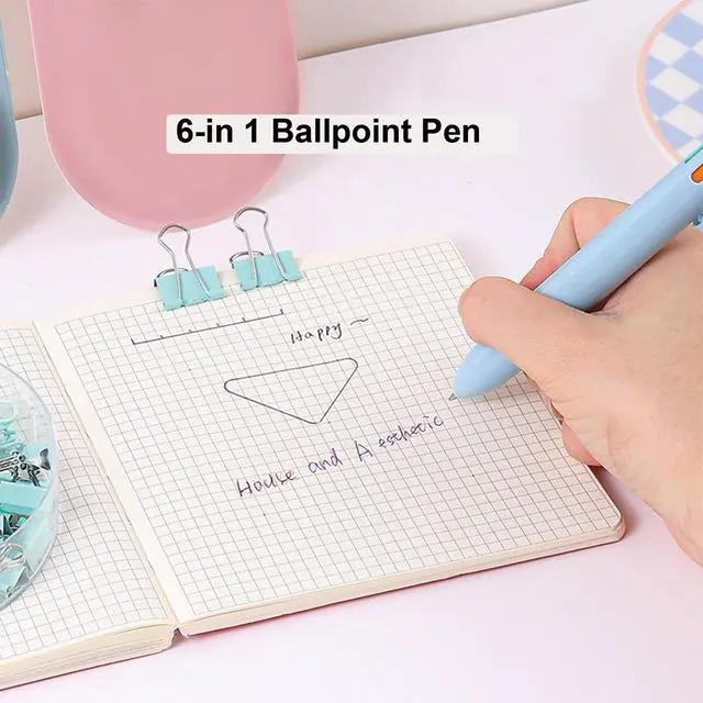 Alt view image 4 of 7 - 9 Pcs Cute Blue Stationery Set Cat Paw School Supplies Kawaii Office Supplies Including Pens Highlighter Pencil Sharpener Eraser Correction Tape Ruler Sticky Flag Tabs (Gradient Blue)