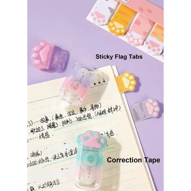 Alt view image 5 of 7 - 9 Pcs Cute Blue Stationery Set Cat Paw School Supplies Kawaii Office Supplies Including Pens Highlighter Pencil Sharpener Eraser Correction Tape Ruler Sticky Flag Tabs (Gradient Blue)
