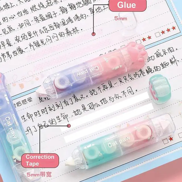 Alt view image 6 of 7 - 9 Pcs Cute Blue Stationery Set Cat Paw School Supplies Kawaii Office Supplies Including Pens Highlighter Pencil Sharpener Eraser Correction Tape Ruler Sticky Flag Tabs (Gradient Blue)