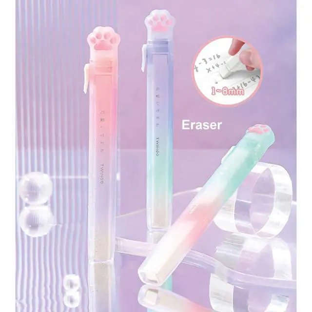 Alt view image 7 of 7 - 9 Pcs Cute Blue Stationery Set Cat Paw School Supplies Kawaii Office Supplies Including Pens Highlighter Pencil Sharpener Eraser Correction Tape Ruler Sticky Flag Tabs (Gradient Blue)