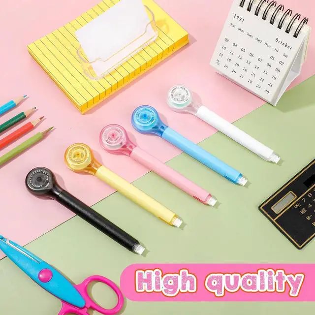 Alt view image 5 of 7 - 10 Pack Correction Tape Pen Correctional Ink Tape Push Pull Protective, Easy to Use Applicator for School Office Supplies, 0.2 x 236 Inch (Bright Color)