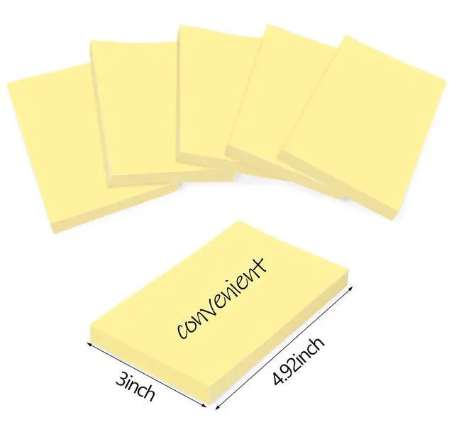 Alt view image 2 of 7 - 12 Pads Large Sticky Notes Yellow,3 x 5'' Self-Stick Notes Pads Recyclable,100 Sheets/Pad Super Sticking Power 76x127mm,1200 Sheets Clean Removal Sticky Notes Easy to Post for Note Taking,to Do Lists