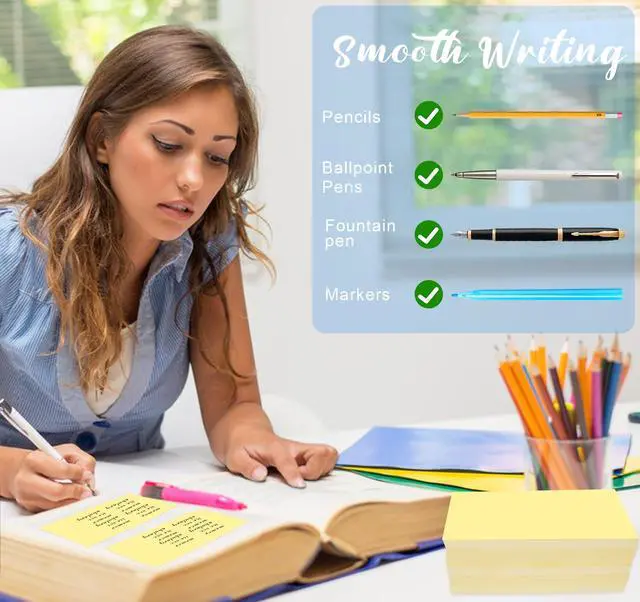 Alt view image 5 of 7 - 12 Pads Large Sticky Notes Yellow,3 x 5'' Self-Stick Notes Pads Recyclable,100 Sheets/Pad Super Sticking Power 76x127mm,1200 Sheets Clean Removal Sticky Notes Easy to Post for Note Taking,to Do Lists