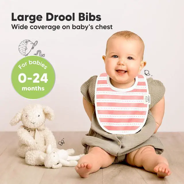 Alt view image 2 of 7 - 8-Pack Organic Baby Bibs for Drooling and Teething (Sweet Charm)