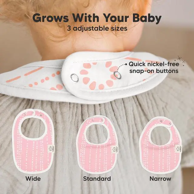Alt view image 4 of 7 - 8-Pack Organic Baby Bibs for Drooling and Teething (Sweet Charm)