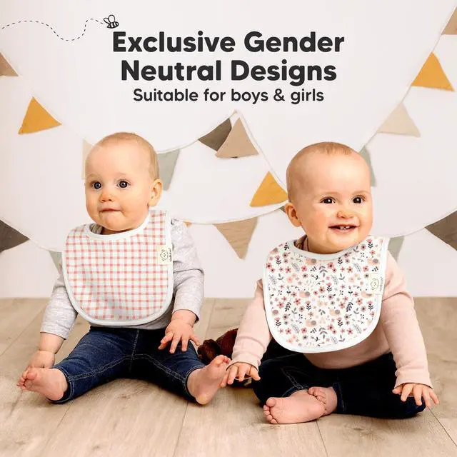 Alt view image 6 of 7 - 8-Pack Organic Baby Bibs for Drooling and Teething (Sweet Charm)
