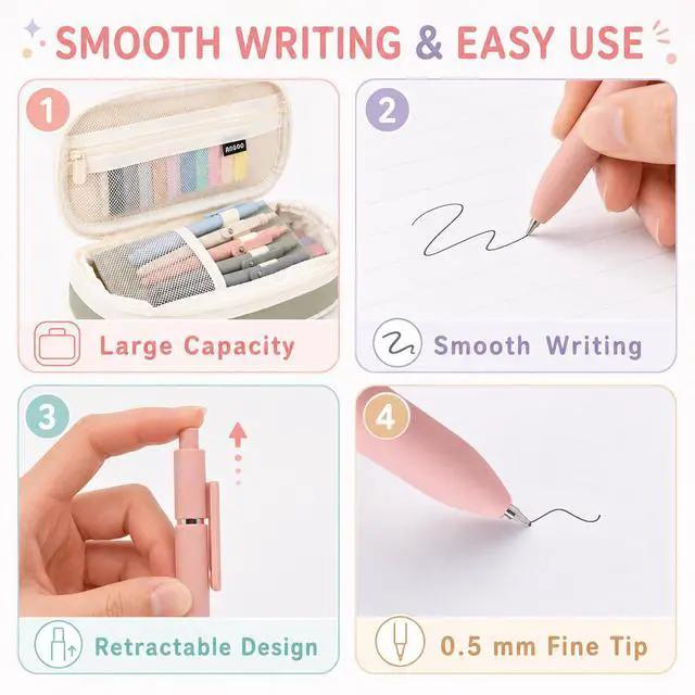 Alt view image 3 of 7 - 27 Pcs Aesthetic School Supplies Include 12 Pcs Aesthetic Highlighters Bible 1 Ppcs Big apacity Pen Case Bag 5 Pcs Retractable Quick Dry Gel Ink Pens 9 Pads Clear Sticky Tabs for School Office Home