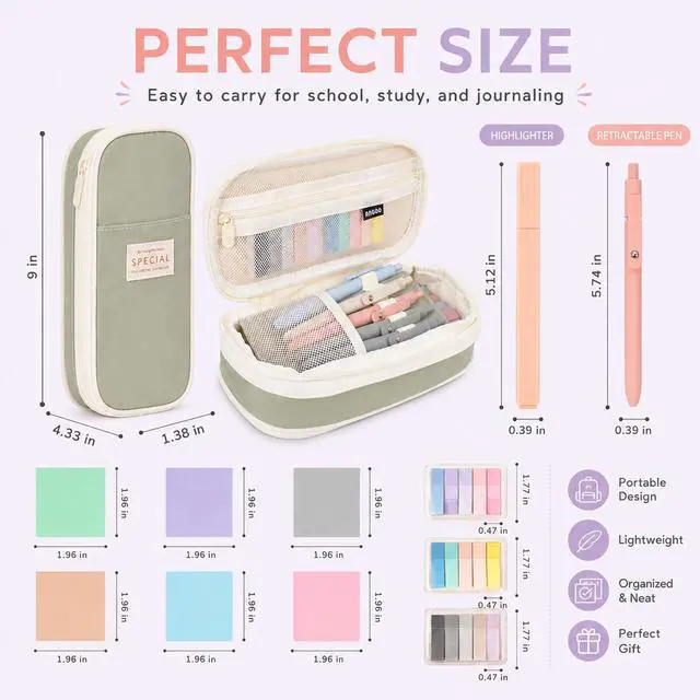 Alt view image 2 of 7 - 27 Pcs Aesthetic School Supplies Include 12 Pcs Aesthetic Highlighters Bible 1 Ppcs Big apacity Pen Case Bag 5 Pcs Retractable Quick Dry Gel Ink Pens 9 Pads Clear Sticky Tabs for School Office Home