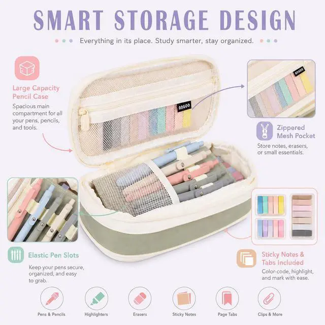 Alt view image 4 of 7 - 27 Pcs Aesthetic School Supplies Include 12 Pcs Aesthetic Highlighters Bible 1 Ppcs Big apacity Pen Case Bag 5 Pcs Retractable Quick Dry Gel Ink Pens 9 Pads Clear Sticky Tabs for School Office Home