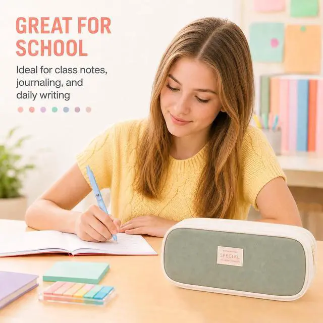 Alt view image 7 of 7 - 27 Pcs Aesthetic School Supplies Include 12 Pcs Aesthetic Highlighters Bible 1 Ppcs Big apacity Pen Case Bag 5 Pcs Retractable Quick Dry Gel Ink Pens 9 Pads Clear Sticky Tabs for School Office Home