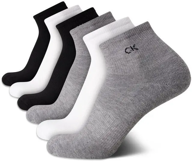 Main image of Men's High Quarter Socks - 6 Pack Breathable Soft Cushioned Mini Crew Athletic Socks for Men (Shoe Size: 7-12), Size 7-12, Black/White/Grey
