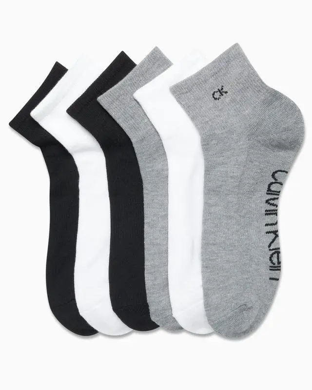 Alt view image 3 of 7 - Men's High Quarter Socks - 6 Pack Breathable Soft Cushioned Mini Crew Athletic Socks for Men (Shoe Size: 7-12), Size 7-12, Black/White/Grey