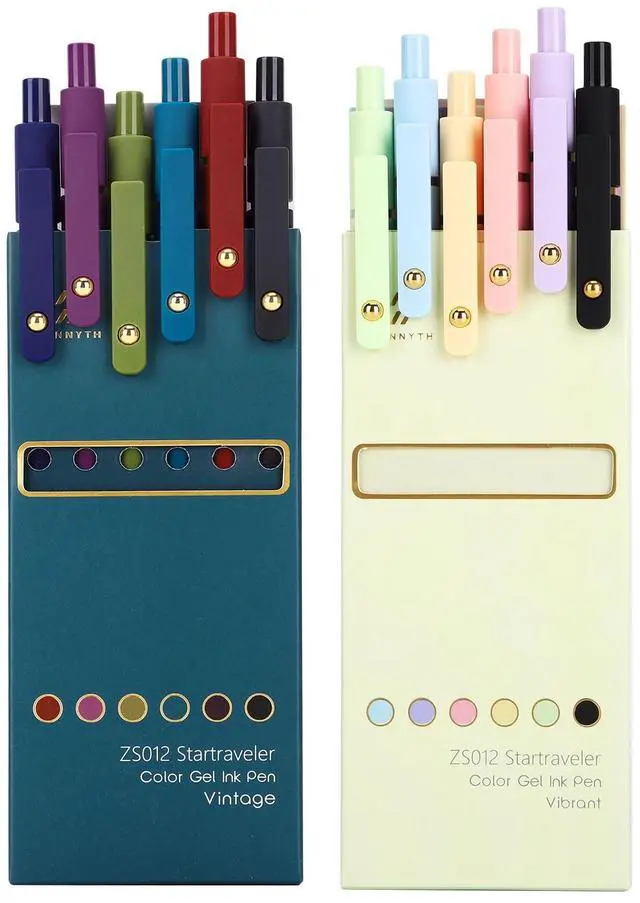 Main image of Colorful Gel Pens, 0.5mm Fine Point Retractable,Colored Pens for Journaling and Sketching, Teacher Must Haves,Teacher School Supplies, Gifts for Nurse (12Pcs-Aesthetic+Vintage Colors)