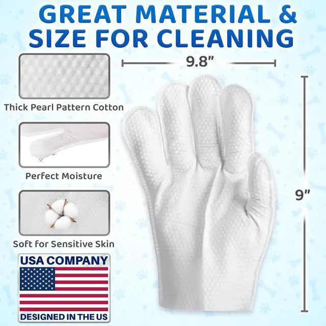 Alt view image 6 of 7 - Premium Pet Wipes for Dogs & Cats - 6 Pcs - Disposable Washing Gloves for Bath & Grooming - Clean & Dry Paws, Fur, Face, Ears, Butt & Body - Hypoallergenic, Lick-Safe & Waterless Cleaning Gloves
