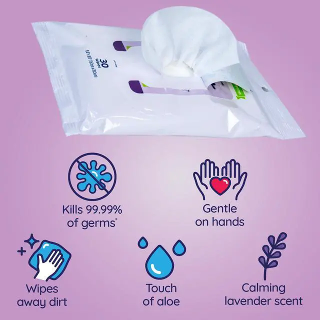 Alt view image 2 of 7 - for Pets Antibacterial Calming Dog Wipes with Chamomile and Lavender Scent - Kills 99.99% of Germs, Durable Disposable Paw Wipes for Pets, 30 Count