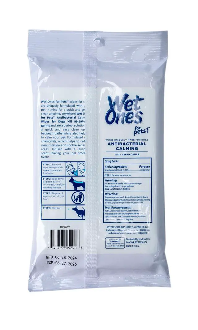 Alt view image 7 of 7 - for Pets Antibacterial Calming Dog Wipes with Chamomile and Lavender Scent - Kills 99.99% of Germs, Durable Disposable Paw Wipes for Pets, 30 Count