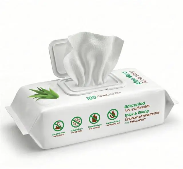 Main image of 8" x 9" Large Unscented Dog Wipes - Cleaning and Deodorizing for Paws and Coat - Gentle Formula with Aloe Vera Vitamin E for Puppies and Cats - 100 Count