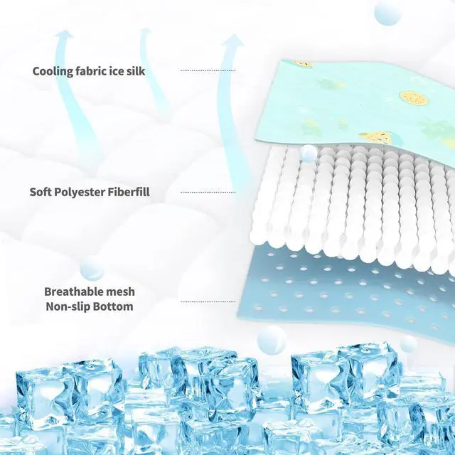 Alt view image 2 of 7 - Pet Cooling Mat -Q-Max>0.345 Ice Silk Cooling Mat for Dogs & Cats Portable & Washable Pet Cooling Blanket, Car Seats, Beds for Summer (Green Fruit, 20'' X 16'' X 0.3'')