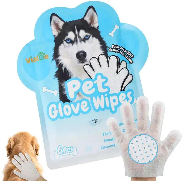 Main image of 4-in-1 Pet Grooming Glove Wipes Deshedding, Cleaning, Massage & Coat Care Removes Loose Fur, Dirt & Odor Honey, Shea Butter & Oat 5X Moisture Waterless Dog & Cat Bath