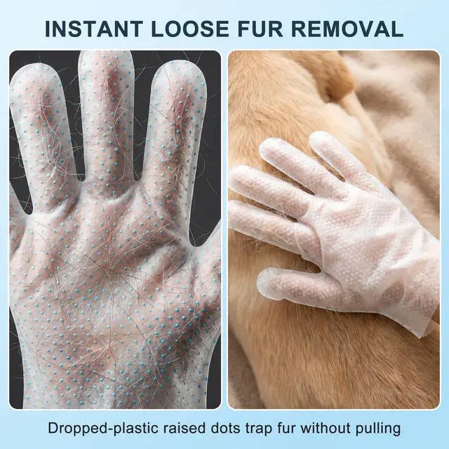 Alt view image 4 of 7 - 4-in-1 Pet Grooming Glove Wipes Deshedding, Cleaning, Massage & Coat Care Removes Loose Fur, Dirt & Odor Honey, Shea Butter & Oat 5X Moisture Waterless Dog & Cat Bath