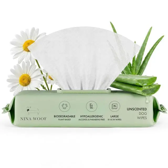Main image of Dog Wipes Fragrance-Free, Alcohol-Free, Hypoallergenic Pet Grooming Wipes with Aloe Vera, Biodegradable, for Dogs & Cats: Paws, Face, Ears & Butt (70 Count)