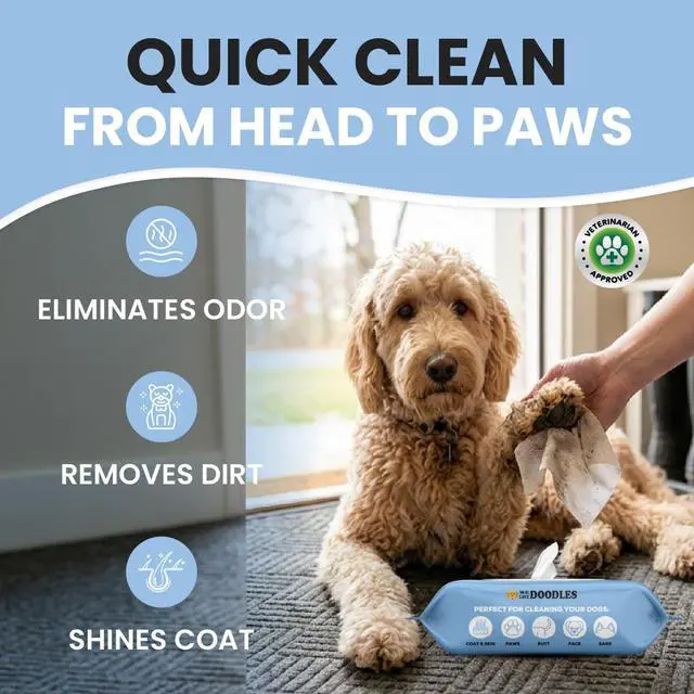 Alt view image 2 of 6 - Dog Wipes - Deodorizing & Cleaning Pet Wipes, for Coat, Face, Paws, Butt, & Body, Dog Essentials & Grooming Supplies, Made in USA, Unscented (100 Count)