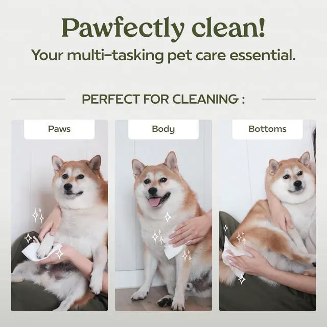 Alt view image 3 of 7 - Dog Wipes 100 Count, Pet Wipes Hypoallergenic & Gentle Dog Wipes for Eyes, Face, Butt, and Paws Cleaning & Deodorizing, Grooming Tear Stain Wipes for Puppy, Adult Dogs & Cats