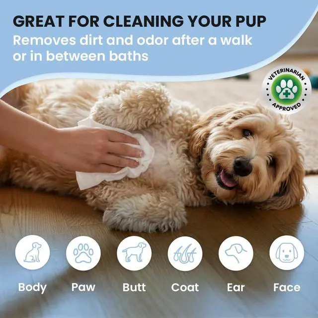 Alt view image 3 of 6 - Dog Wipes - Deodorizing & Cleaning Pet Wipes, for Coat, Face, Paws, Butt, & Body, Dog Essentials & Grooming Supplies, Made in USA, Unscented (100 Count)