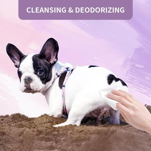 Alt view image 3 of 5 - 100 PCS Dog Wipes for Paws and Butt Hypoallergenic Pets Cleansing & Deodorizing Anal Gland Hygienic Puppy Wipes for Dogs Face and Body Wipes Cleaning Fur Doggie Wipes Doggy Wipes (Lavender)