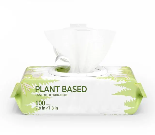 Main image of 100 Unscented Pet Wipes for Paws & Butt Plant Based Hypoallergenic Pets Cleansing & Deodorizing Anal Gland Hygienic Puppy Wipes for Dogs Face & Body Cat Wipes Cleaning Fur Doggie Wipes