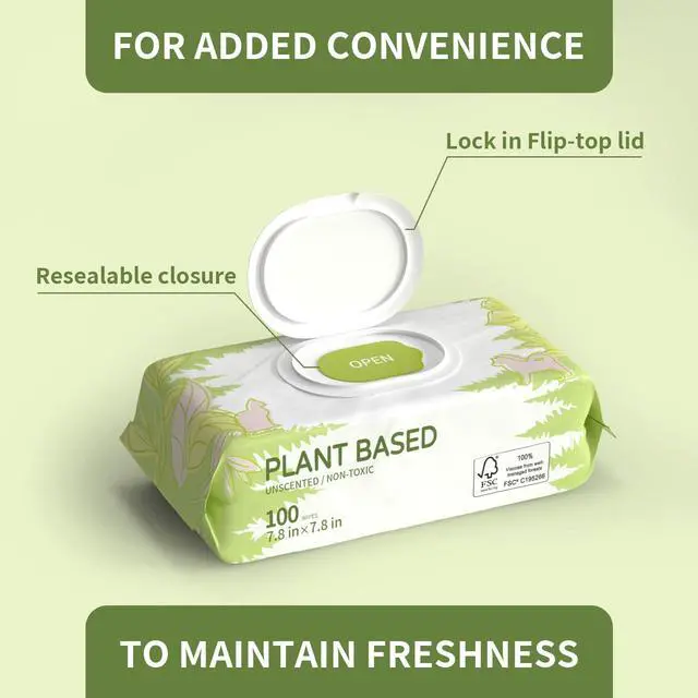Alt view image 2 of 5 - 100 Unscented Pet Wipes for Paws & Butt Plant Based Hypoallergenic Pets Cleansing & Deodorizing Anal Gland Hygienic Puppy Wipes for Dogs Face & Body Cat Wipes Cleaning Fur Doggie Wipes