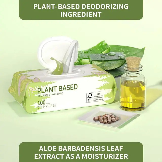 Alt view image 3 of 5 - 100 Unscented Pet Wipes for Paws & Butt Plant Based Hypoallergenic Pets Cleansing & Deodorizing Anal Gland Hygienic Puppy Wipes for Dogs Face & Body Cat Wipes Cleaning Fur Doggie Wipes