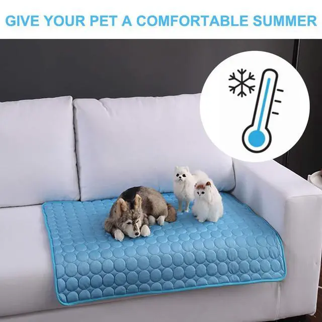 Alt view image 2 of 7 - Dog Cooling Mat for Dogs Self Cooling, Summer Dog Cooling Pad for Small Medium Large Dogs Cats, Pet Ice Silk Blankets Sleeping Mat, Outdoor Dog Self Cooling Crate Mats Washable Portable