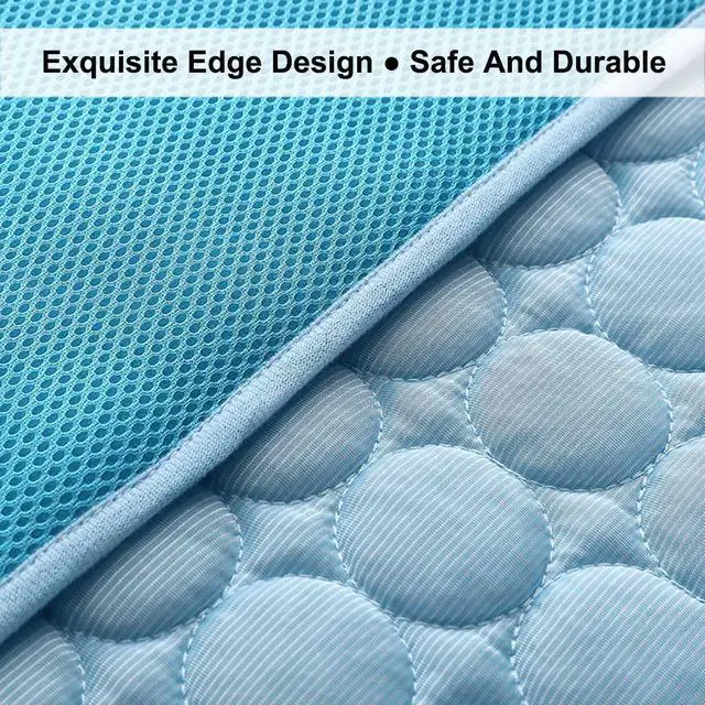 Alt view image 4 of 7 - Dog Cooling Mat for Dogs Self Cooling, Summer Dog Cooling Pad for Small Medium Large Dogs Cats, Pet Ice Silk Blankets Sleeping Mat, Outdoor Dog Self Cooling Crate Mats Washable Portable
