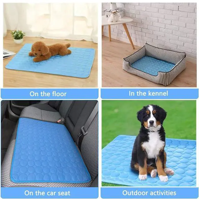 Alt view image 6 of 7 - Dog Cooling Mat for Dogs Self Cooling, Summer Dog Cooling Pad for Small Medium Large Dogs Cats, Pet Ice Silk Blankets Sleeping Mat, Outdoor Dog Self Cooling Crate Mats Washable Portable