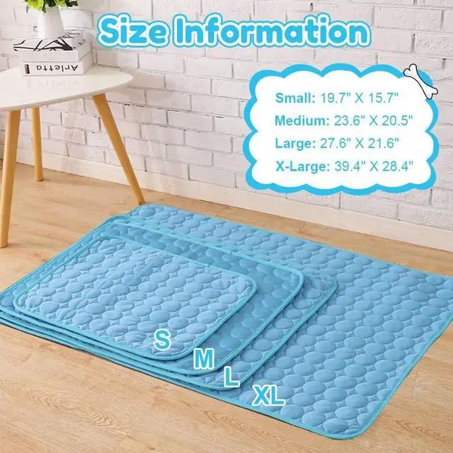 Alt view image 5 of 7 - Dog Cooling Mat for Dogs Self Cooling, Summer Dog Cooling Pad for Small Medium Large Dogs Cats, Pet Ice Silk Blankets Sleeping Mat, Outdoor Dog Self Cooling Crate Mats Washable Portable