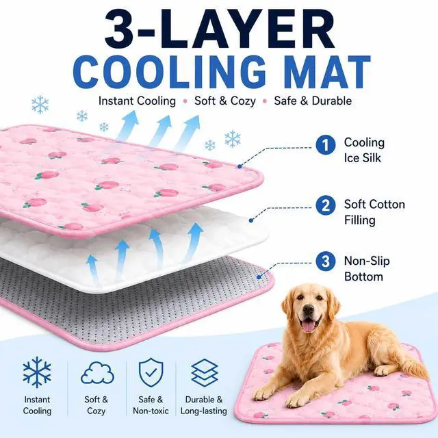 Alt view image 4 of 7 - Dog Cooling Mat, Summer Cooling Mat for Dogs, Self Cooling Pad for Small Medium Large Dogs Cats, Non-Toxic Breathable Sleep Bed Summer Pet Bed Puppy Ice Blanket for Kennel Sofa Bed Floor