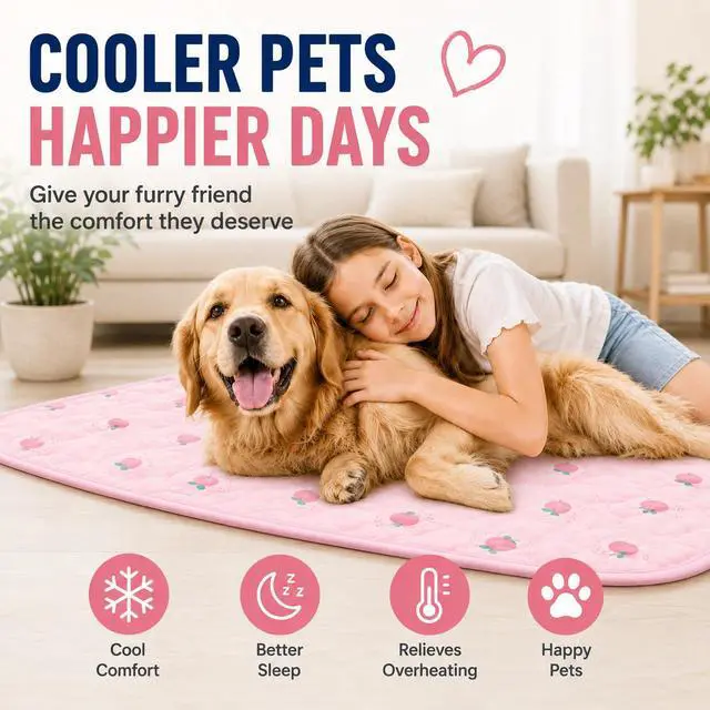 Alt view image 6 of 7 - Dog Cooling Mat, Summer Cooling Mat for Dogs, Self Cooling Pad for Small Medium Large Dogs Cats, Non-Toxic Breathable Sleep Bed Summer Pet Bed Puppy Ice Blanket for Kennel Sofa Bed Floor